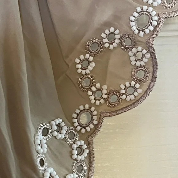 Ramy Brook/ NWT cream off-Shoulder mini Dress XS/TP elastic waist scallo… - Picture 6 of 9